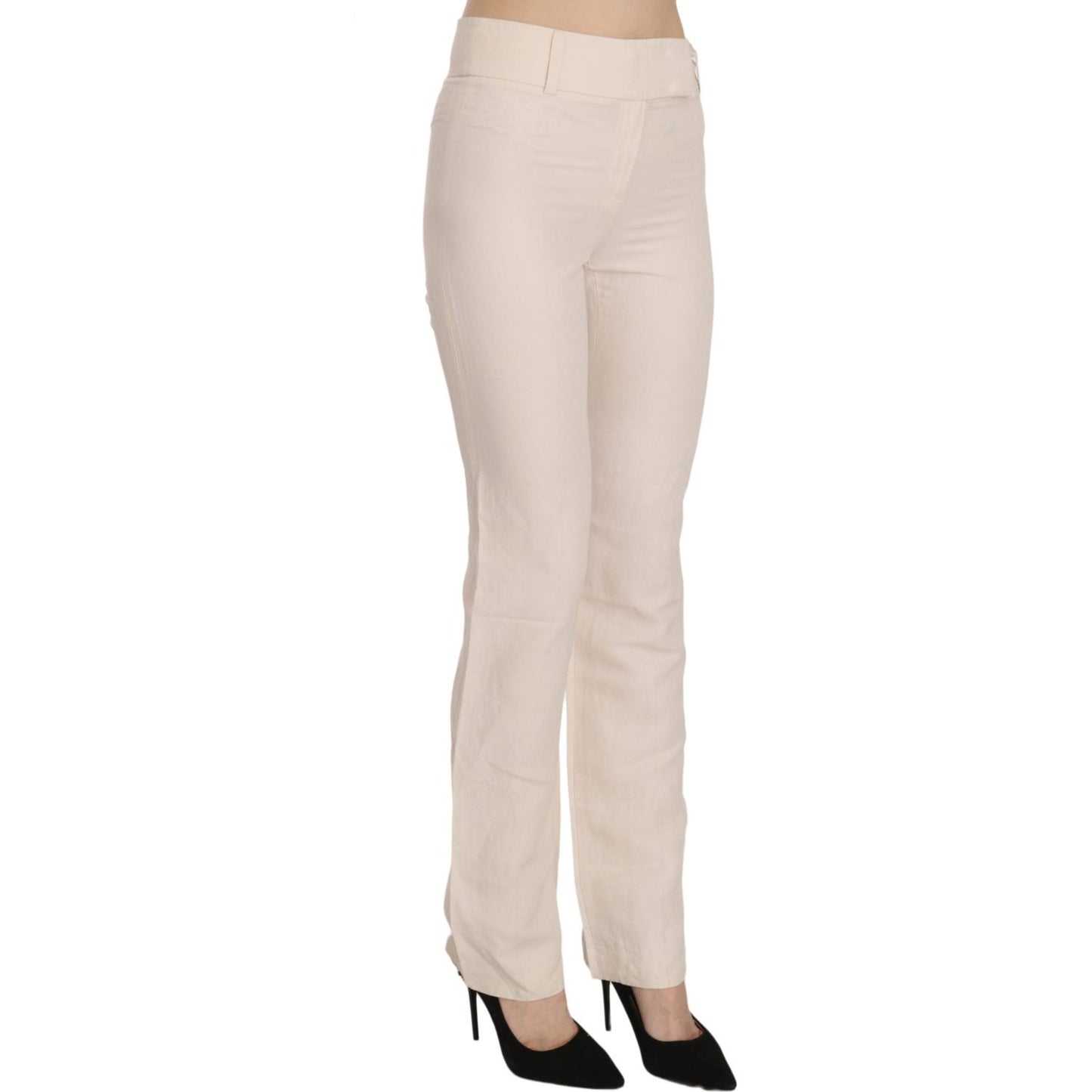 LAUREL White High Waist Silk Blend Flared Dress Trousers Pants