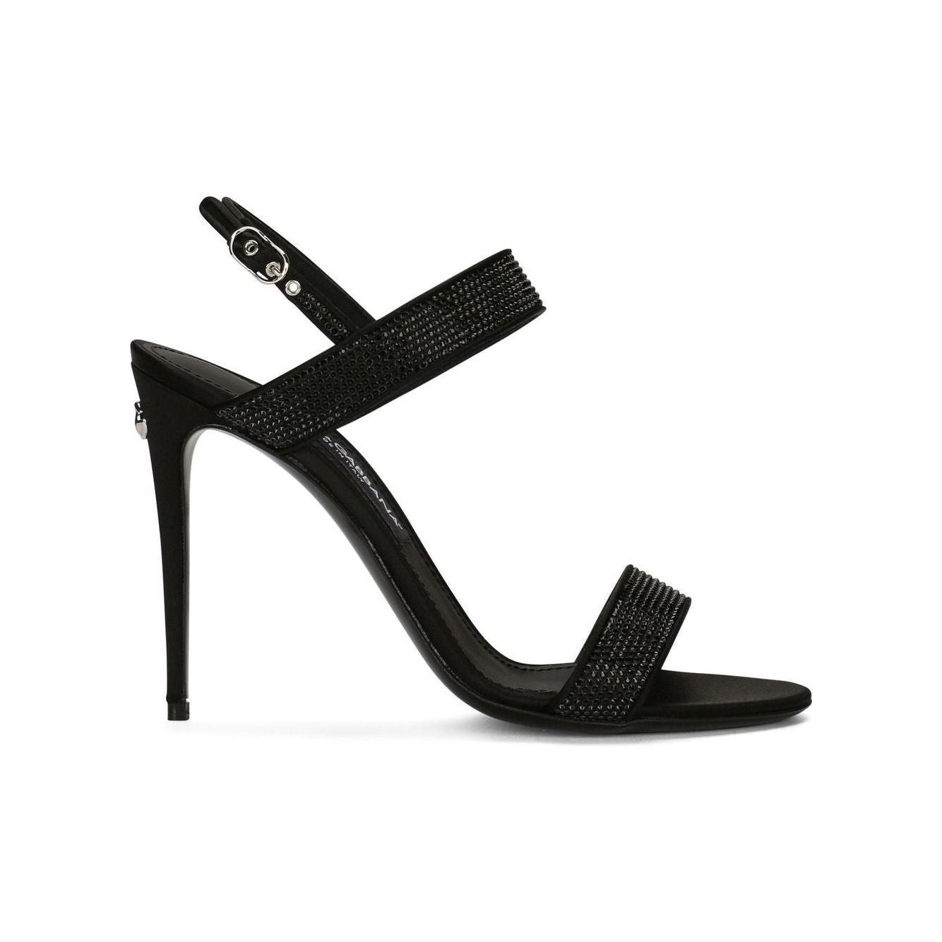 Dolce & Gabbana Satin sandals with iron-on rhinestones Sandals Dolce & Gabbana Black
