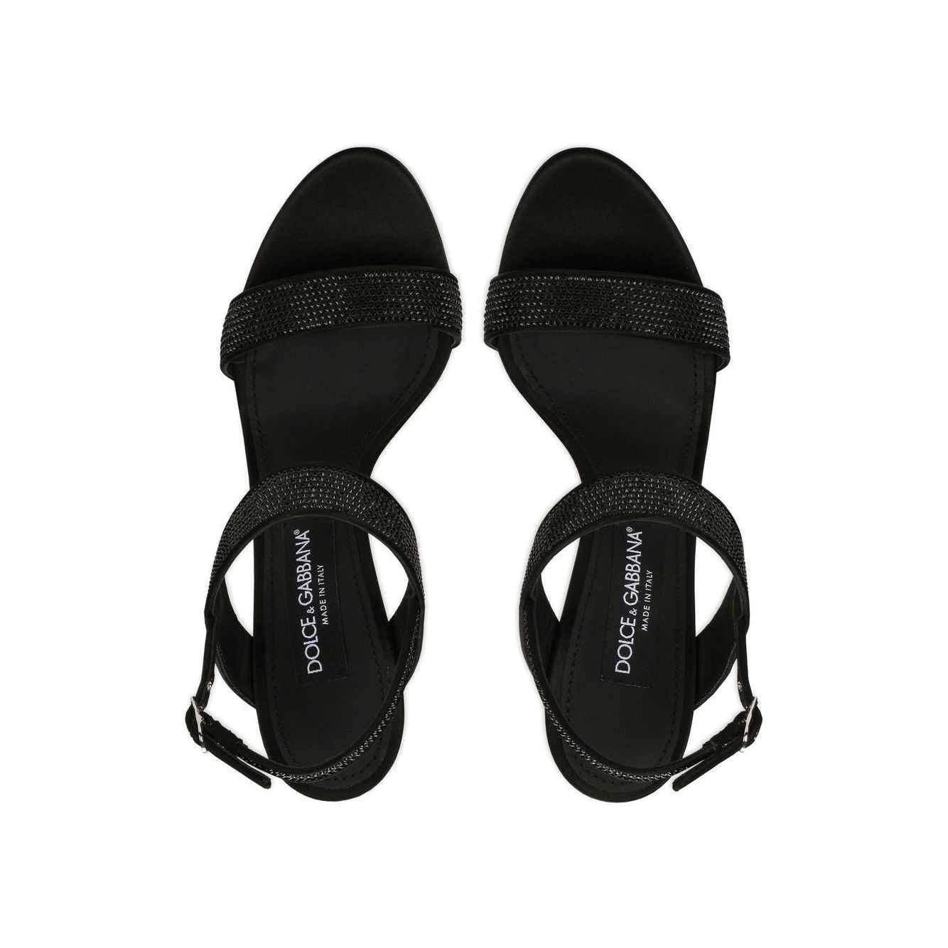 Dolce & Gabbana Satin sandals with iron-on rhinestones Sandals Dolce & Gabbana Black