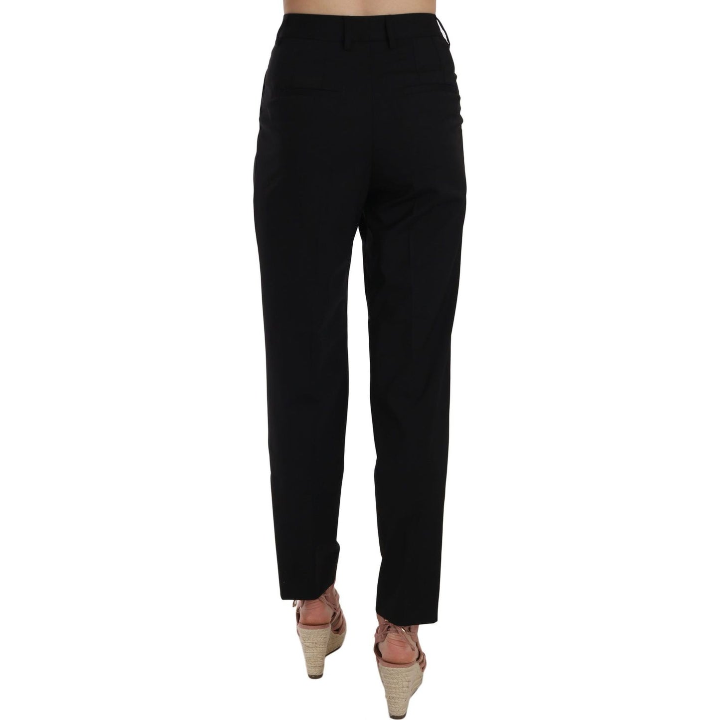 Dolce & Gabbana Black Button Pleated Tapered Trouser Pants Jeans & Pants
