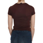 Exte Brown Hearts Short Sleeve Casual T-shirt Top TSH3909-38