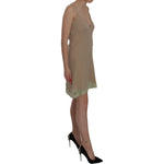 PINK MEMORIES Beige Lace Spaghetti Strap Mini Cotton Dress