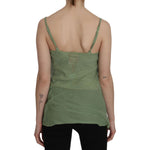 PINK MEMORIES Green Silk Spaghetti Strap Tank Top Blouse