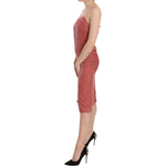 PINKO Pink Lace Spaghetti Strap Side Slit Shift Midi Dress