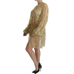 Dolce & Gabbana Gold Lace See Through A-Line Knee Length Dress DR2079-40