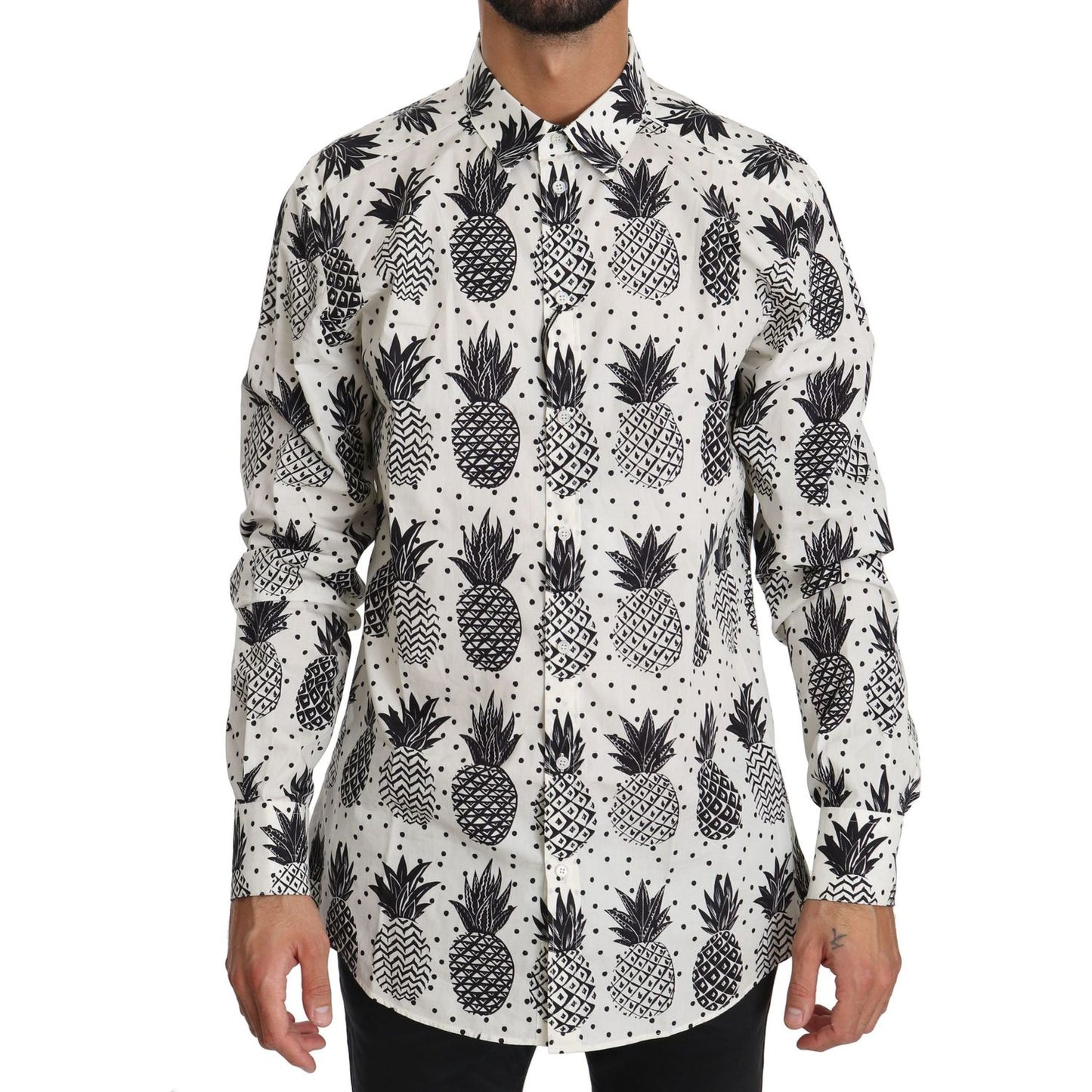 Dolce & Gabbana Elegant White Cotton Casual Shirt Dolce & Gabbana Light Gray
