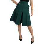 Dolce & Gabbana Green Pleated A-line High Waist Cotton Skirt SKI1376-40