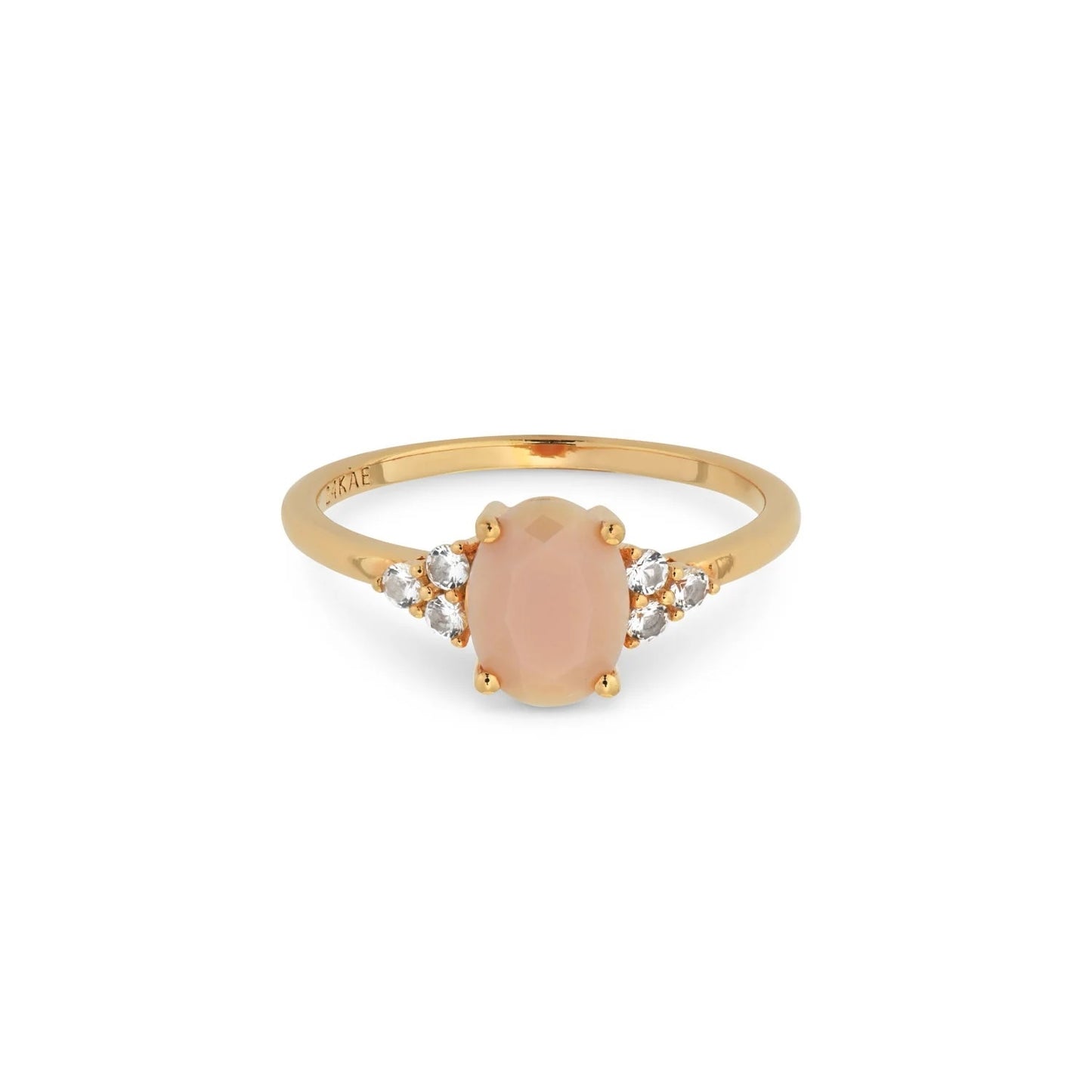 Alt Tag: 24KAE JEWELS JEWELRY Mod. 12405Y/48 gold ring with central pink gemstone and diamond accents