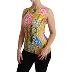 Dolce & Gabbana Yellow Floral Stretch Top Tank Blouse TSH4479#-42