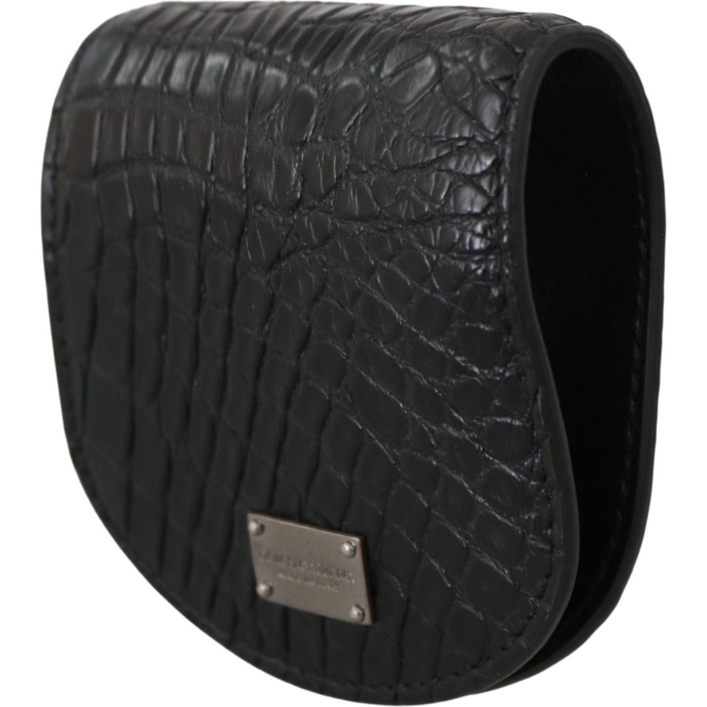 Dolce & Gabbana Black Exotic Skin Pocket Condom Case Holder Condom Case