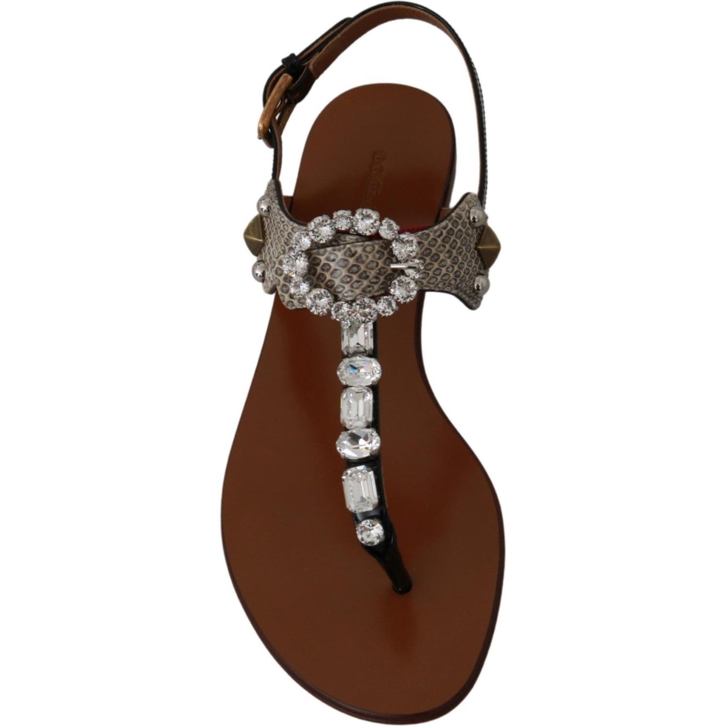 Dolce & Gabbana Elegant Strappy Sandals with Exotic Charm Dolce & Gabbana Saddle Brown