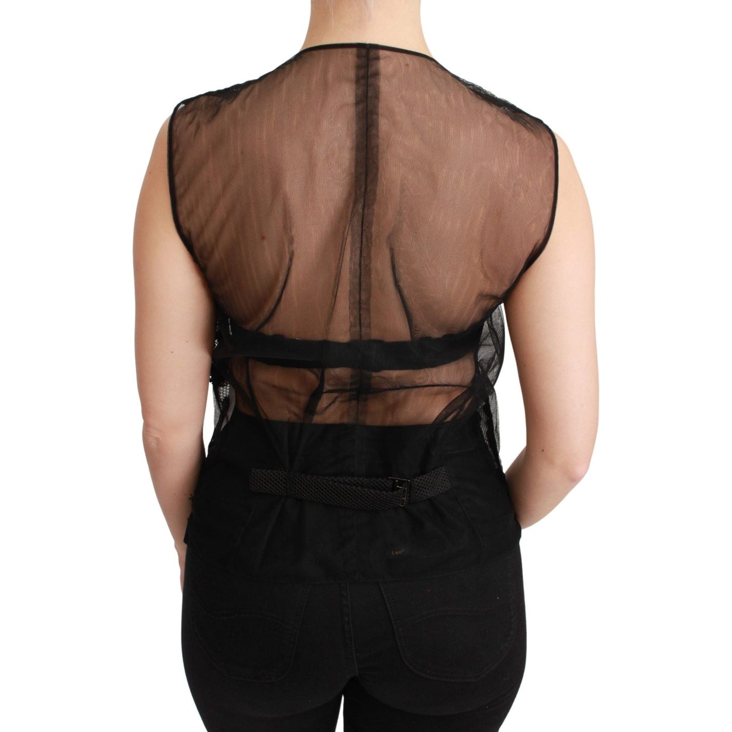 Dolce & Gabbana Elegant Floral Black Silk Blend Vest Dolce & Gabbana Tan