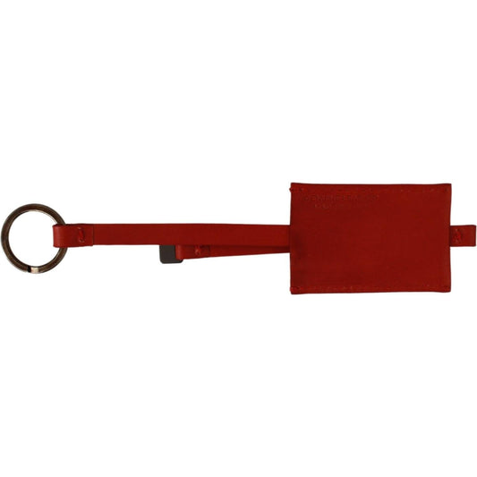 Costume National Red Leather Branded Logo Keyring Keychain Keychain