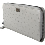 Dolce & Gabbana White Ostrich Leather Continental Mens Clutch Wallet VAS9702