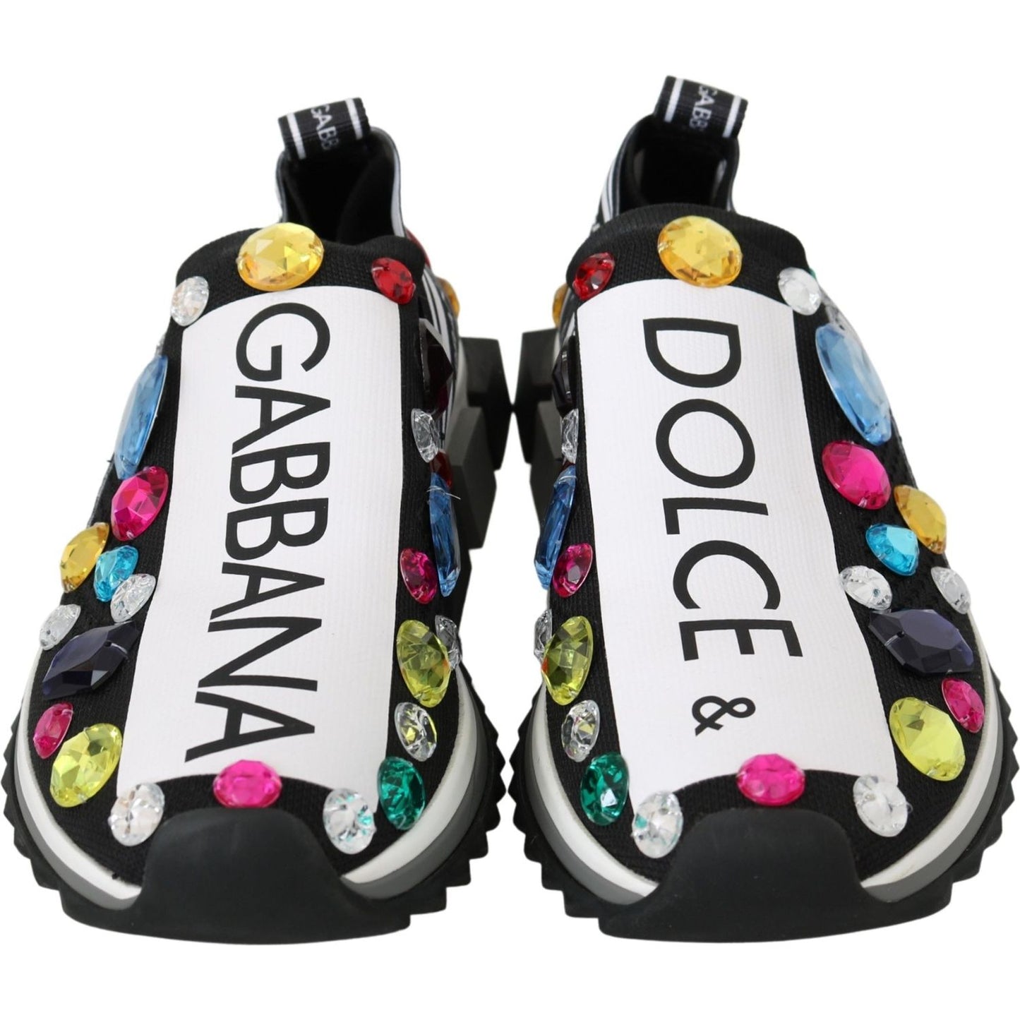 Dolce & Gabbana Black Multicolor Crystal Sneakers Shoes LA7129-35.5