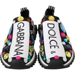 Dolce & Gabbana Black Multicolor Crystal Sneakers Shoes LA7129-35.5