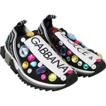 Dolce & Gabbana Black Multicolor Crystal Sneakers Shoes LA7129-35.5