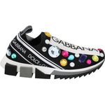 Dolce & Gabbana Black Multicolor Crystal Sneakers Shoes LA7129-35.5