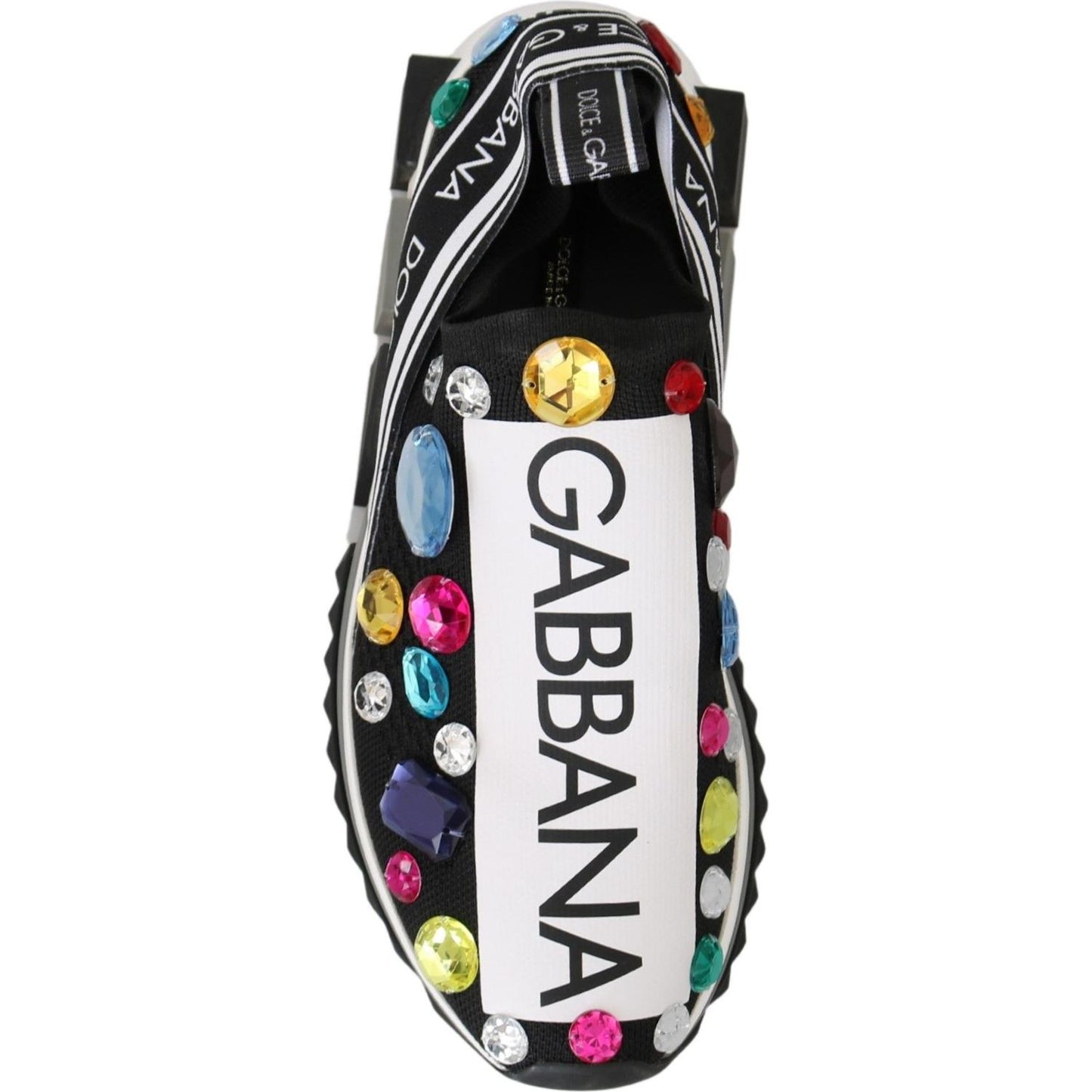 Dolce & Gabbana Black Multicolor Crystal Sneakers Shoes LA7129-35.5