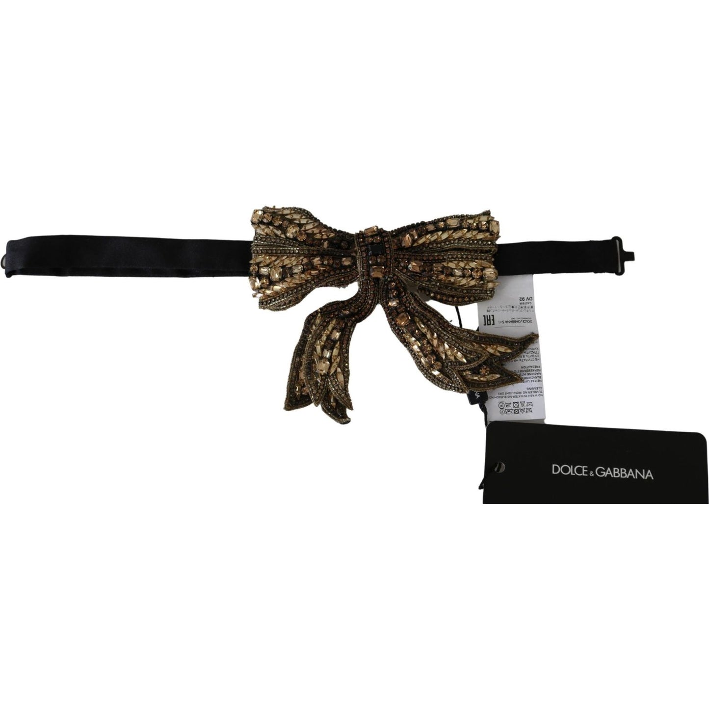 Dolce & Gabbana Gold Crystal Beaded Sequined 100% Silk Catwalk Necklace Necklace