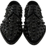 Dolce & Gabbana Black Leather Crystals Dress Broque Shoes