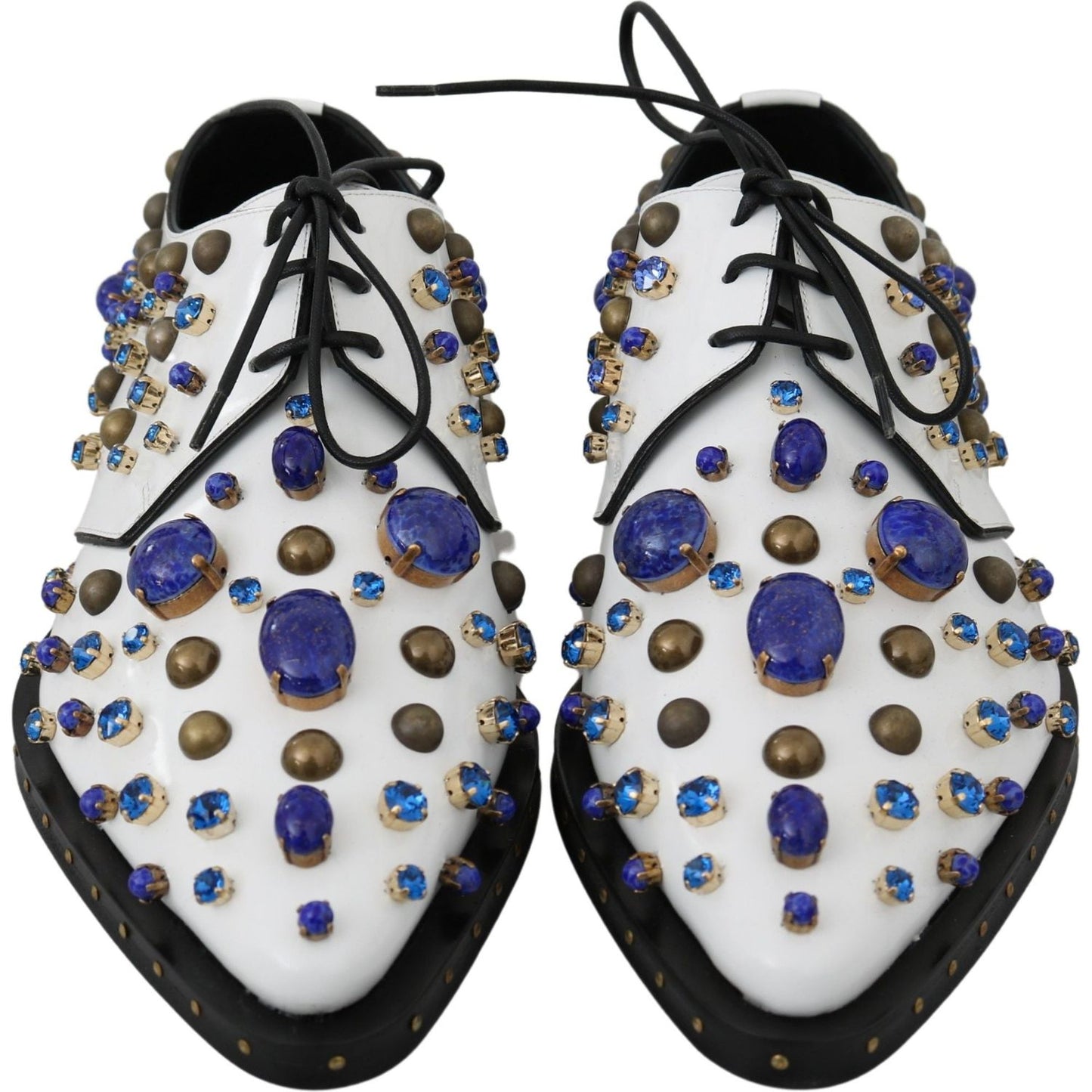 Dolce & Gabbana Elegant White Leather Dress Shoes With Crystals Dolce & Gabbana Light Gray