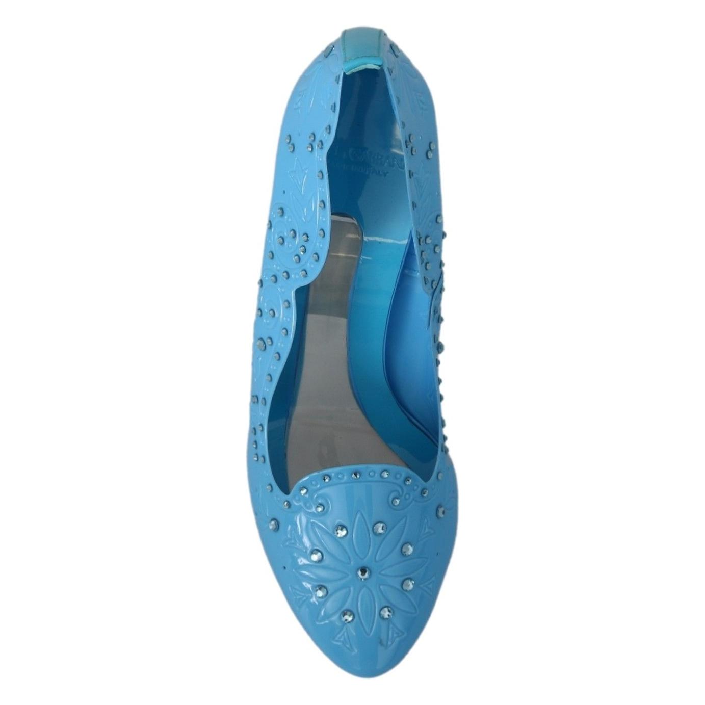 Dolce & Gabbana Crystal Embellished Blue Cinderella Pumps Dolce & Gabbana Steel Blue
