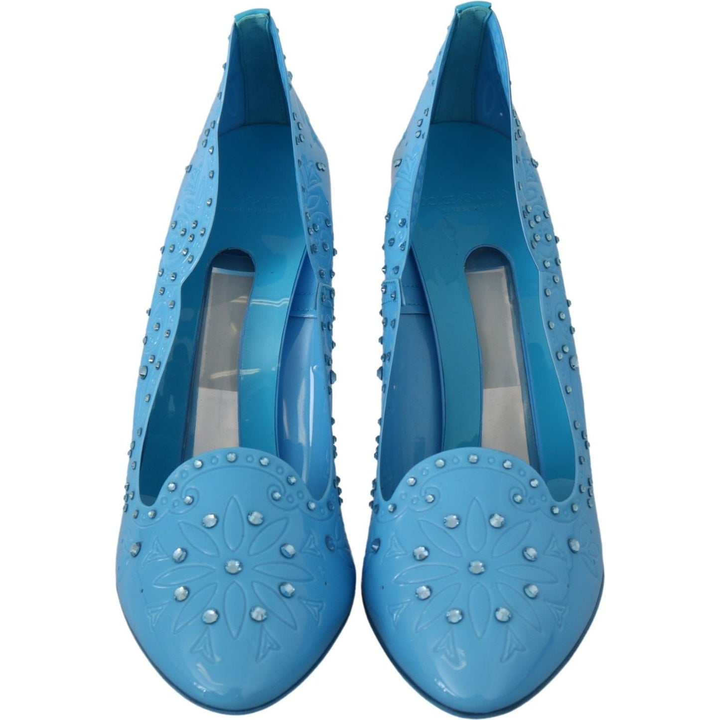 Dolce & Gabbana Crystal Embellished Blue Cinderella Pumps Dolce & Gabbana Steel Blue