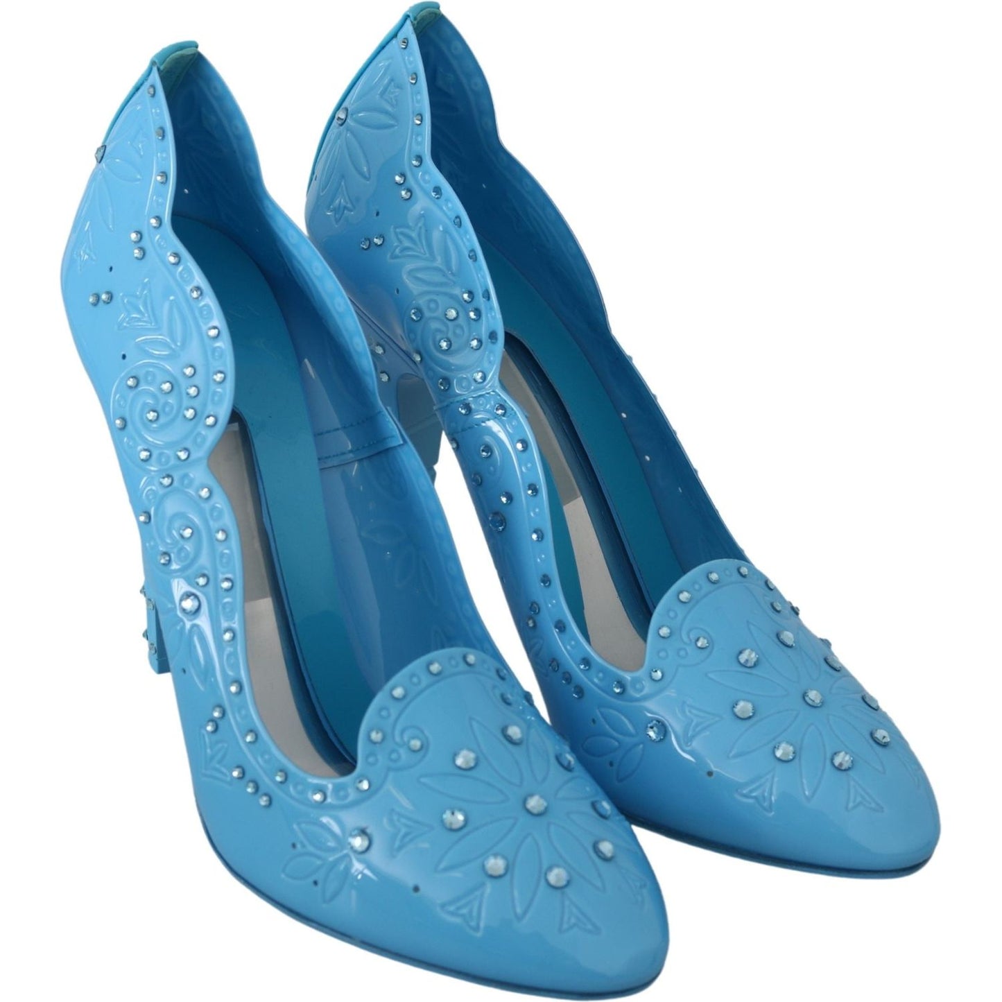 Dolce & Gabbana Crystal Embellished Blue Cinderella Pumps Dolce & Gabbana Steel Blue