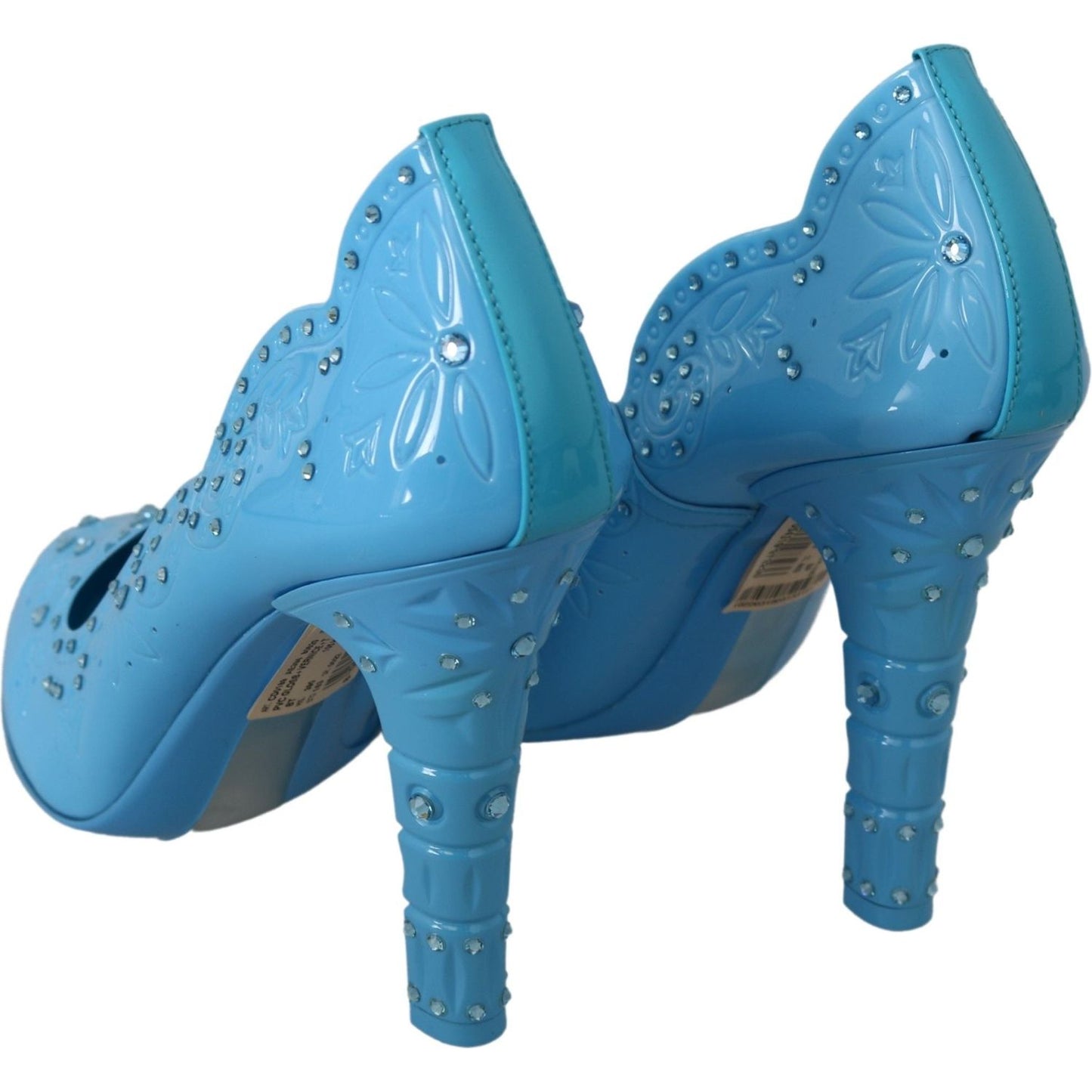 Dolce & Gabbana Crystal Embellished Blue Cinderella Pumps Dolce & Gabbana Steel Blue
