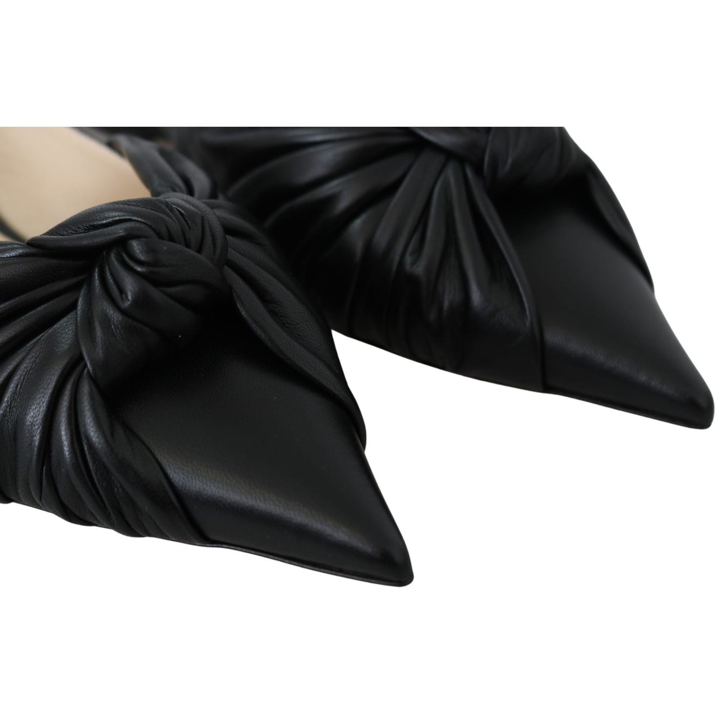 Jimmy Choo Elegant Pointed Toe Leather Flats Shoes Jimmy Choo Black