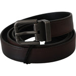 Dolce & Gabbana Solid Brown Leather Gray Buckle Belt BEL60887-115