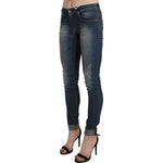 Acht Blue Washed Low Waist Skinny Cropped Denim Trouser