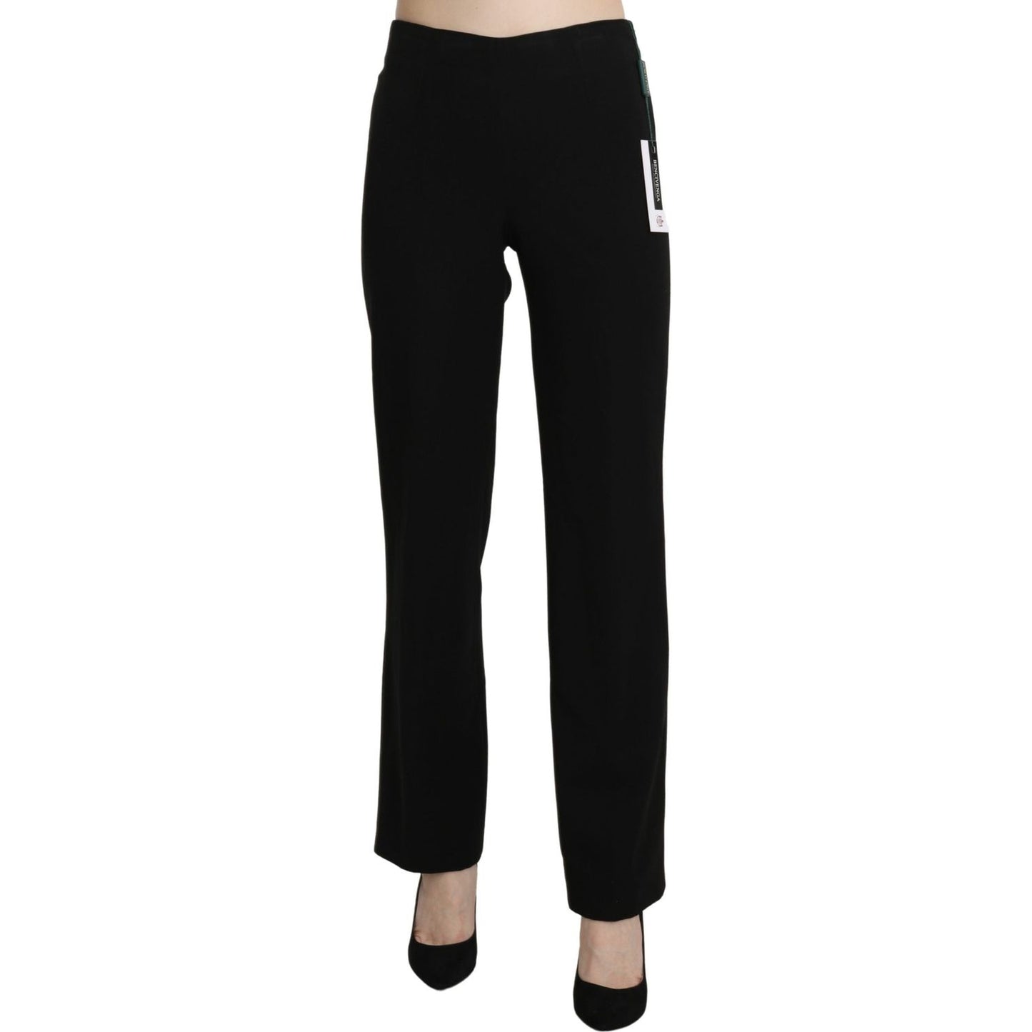 BENCIVENGA Black High Waist Straight Formal Dress Trouser