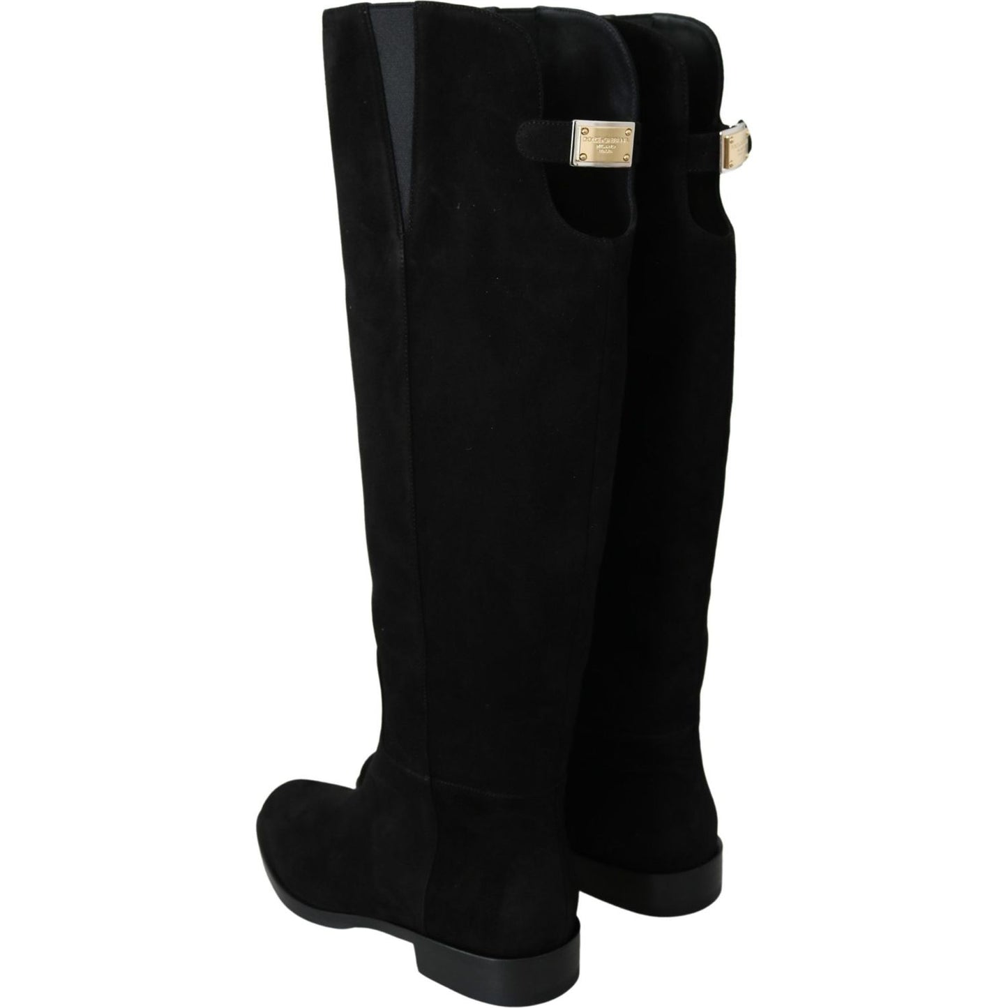 Dolce & Gabbana Elegant Black Suede Knee High Boots Dolce & Gabbana Black
