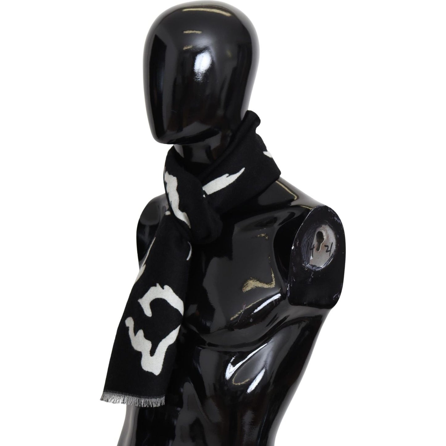 Givenchy Elegant Unisex Wool-Silk Scarf in Black & White Wool Wrap Shawls Givenchy Black
