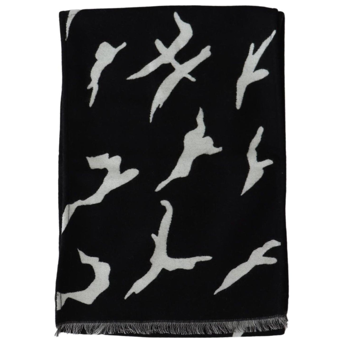 Givenchy Elegant Unisex Wool-Silk Scarf in Black & White Wool Wrap Shawls Givenchy Black