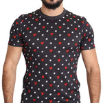 Dolce & Gabbana Dark Gray Hearts Print Cotton Men T-shirt TSH5470-48
