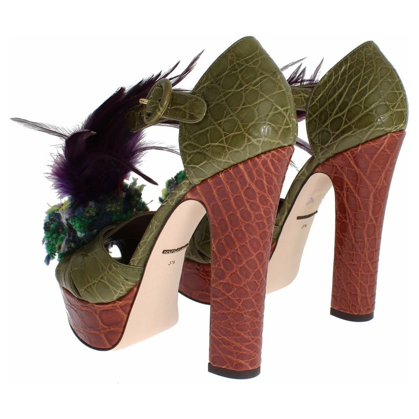Dolce & Gabbana Crystal Enchanted Ankle Strap Sandals Dolce & Gabbana Dark Olive Green