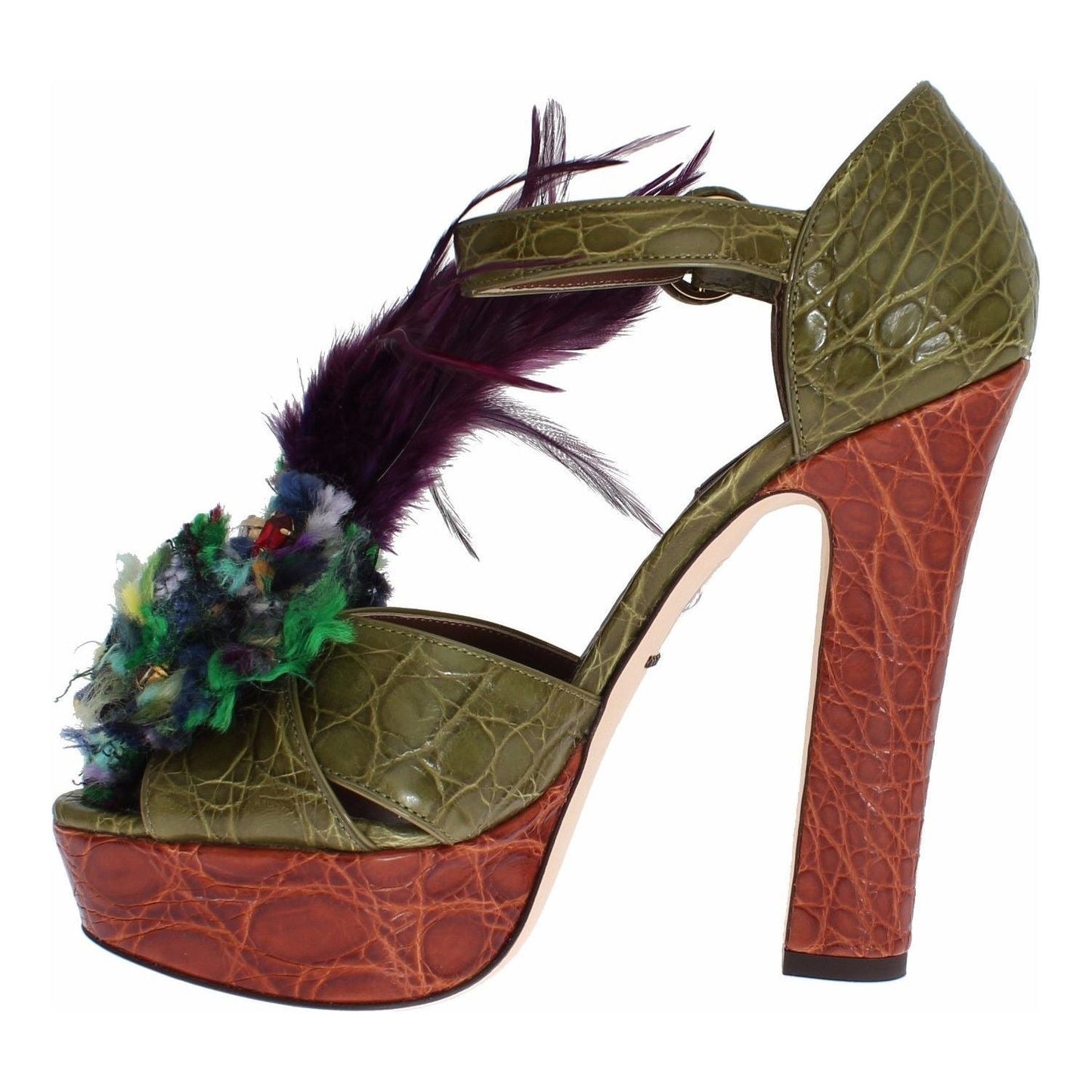 Dolce & Gabbana Crystal Enchanted Ankle Strap Sandals Dolce & Gabbana Dark Olive Green