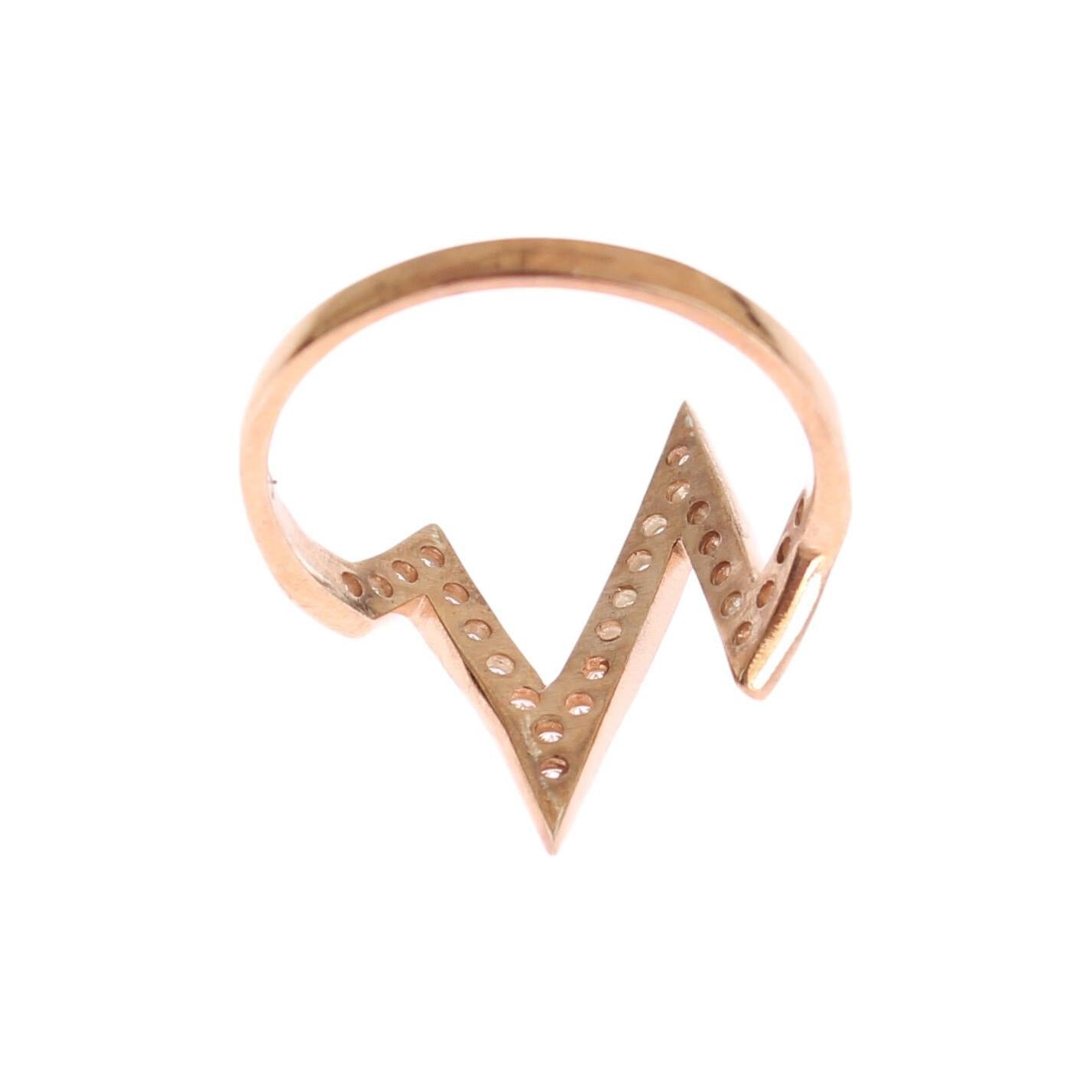 Nialaya Pink Gold 925 Silver Womens Clear Ring Ring