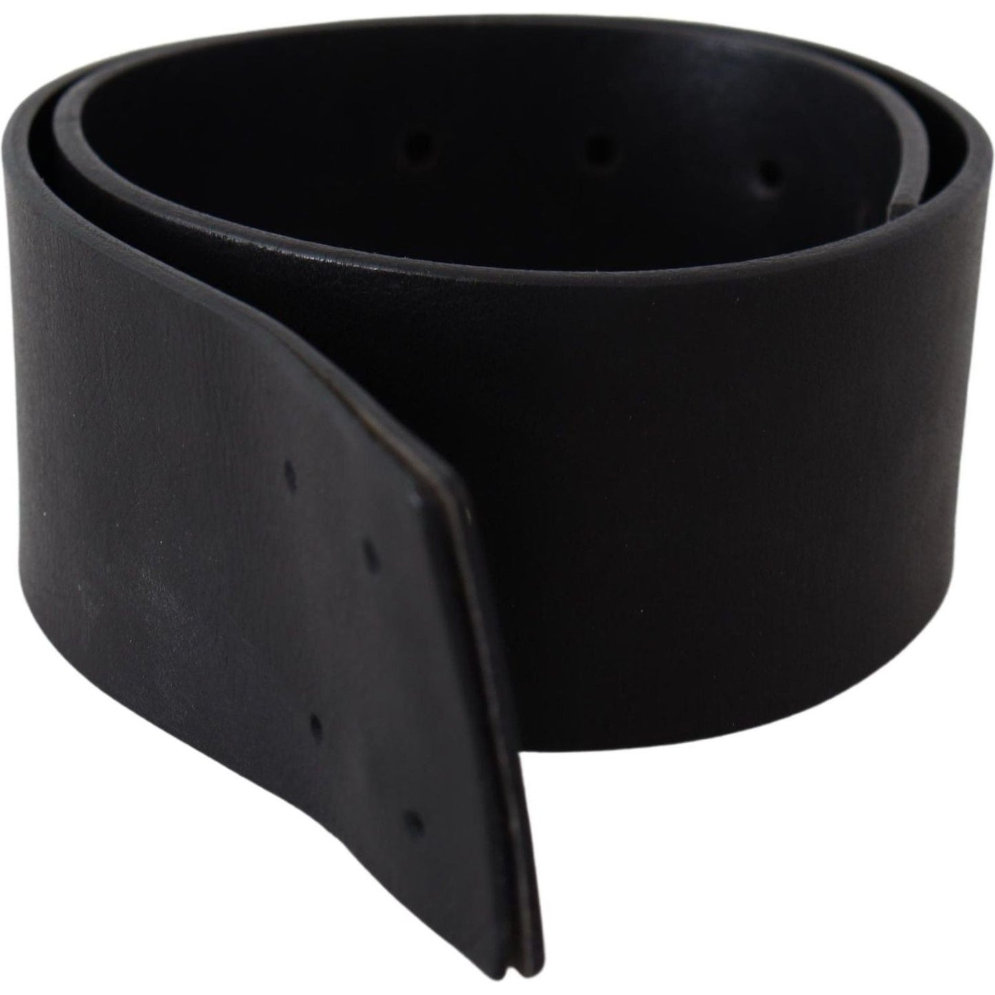 GF Ferre Black Genuine Leather Wide Logo Waist Belt