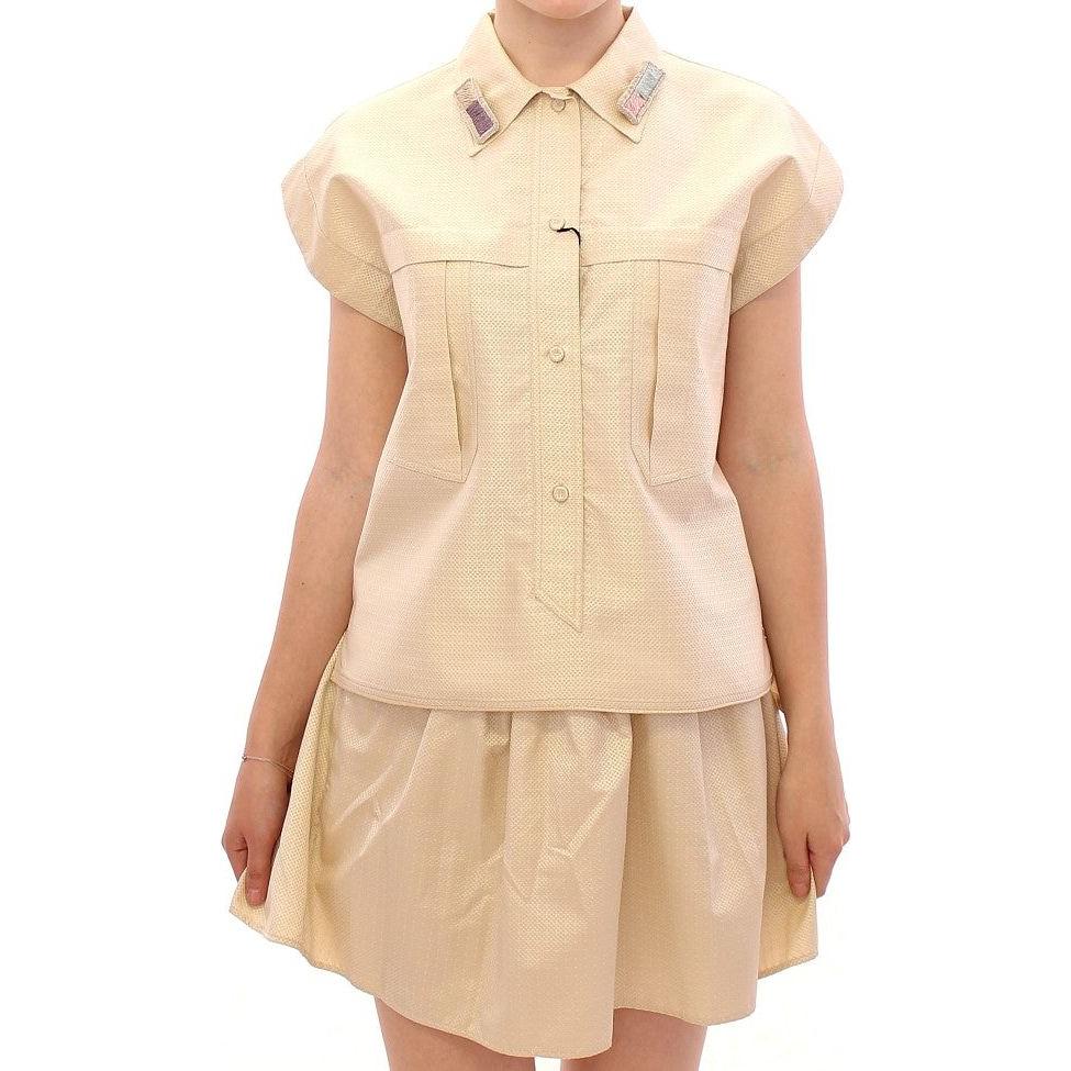 Andrea Incontri Beige Sleeveless Blouse Top