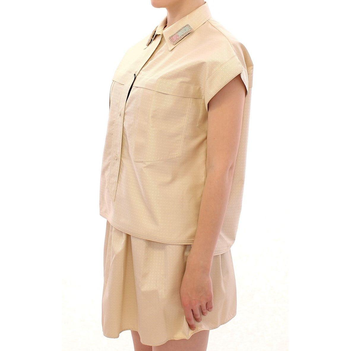 Andrea Incontri Beige Sleeveless Blouse Top