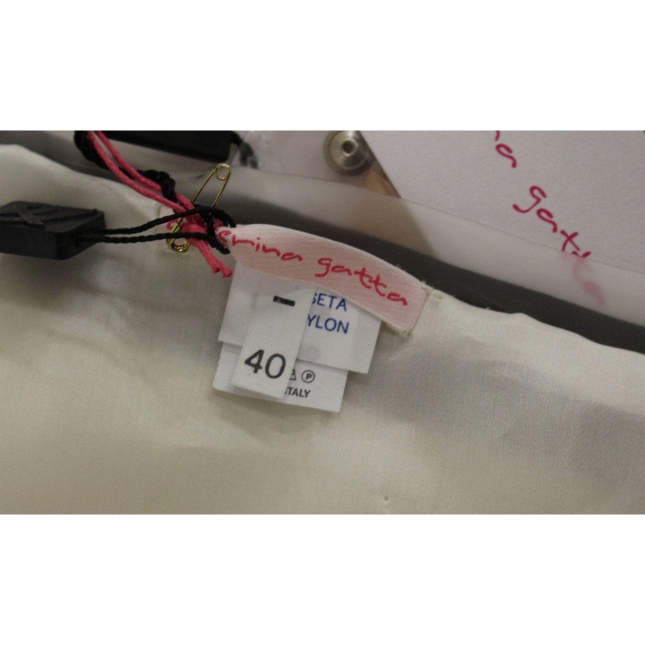 Caterina Gatta Beige Floral Print Silk Mini Skirt