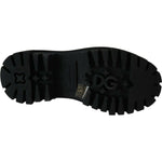 Dolce & Gabbana Black Leather Crystal Combat Boots