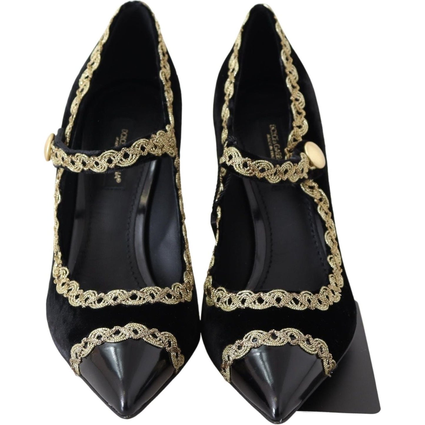 Dolce & Gabbana Elegant Velvet Patent Embroidered Pumps Dolce & Gabbana Black
