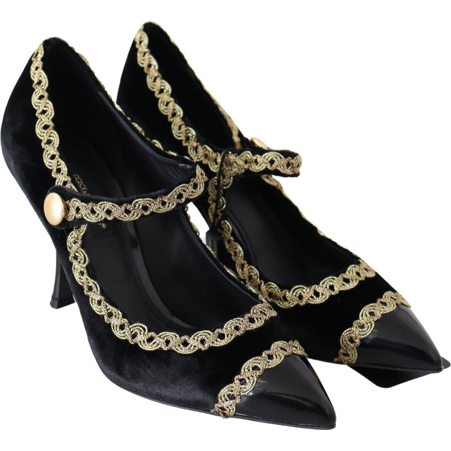 Dolce & Gabbana Elegant Velvet Patent Embroidered Pumps Dolce & Gabbana Black