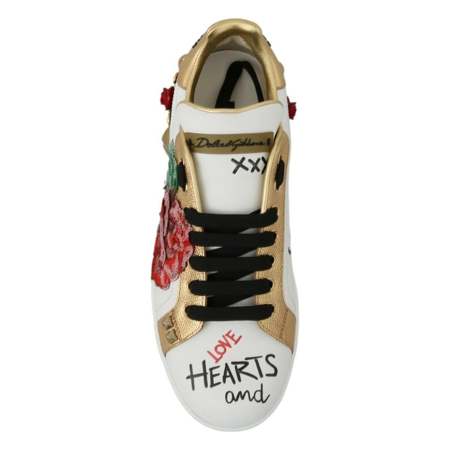 Dolce & Gabbana Elegant Sequined Floral Leather Sneakers Dolce & Gabbana Gray