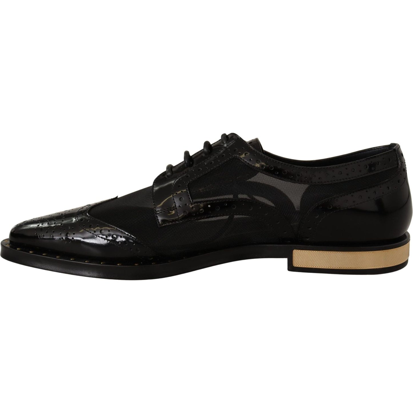 Dolce & Gabbana Elegant Gold-Trimmed Black Oxford Lace-Ups Dolce & Gabbana Black